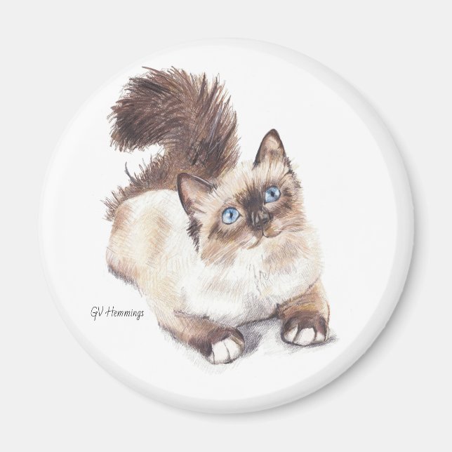 Ragdoll cat by Artist GV Hemmings Magnet (Vorne)