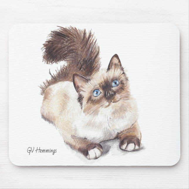 Ragdoll cat by Artist GV Hemmings Mouse pad Mousepad (Vorne)