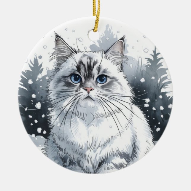 Ragdoll Cat Circle Weihnachten Weihnachten Keramik Ornament (Vorne)