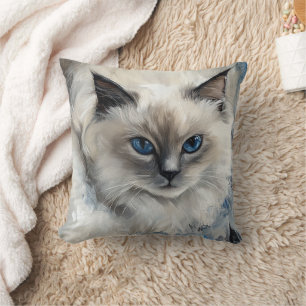Ragdoll Cat Face Decorative Pillow - Aquarell Kissen