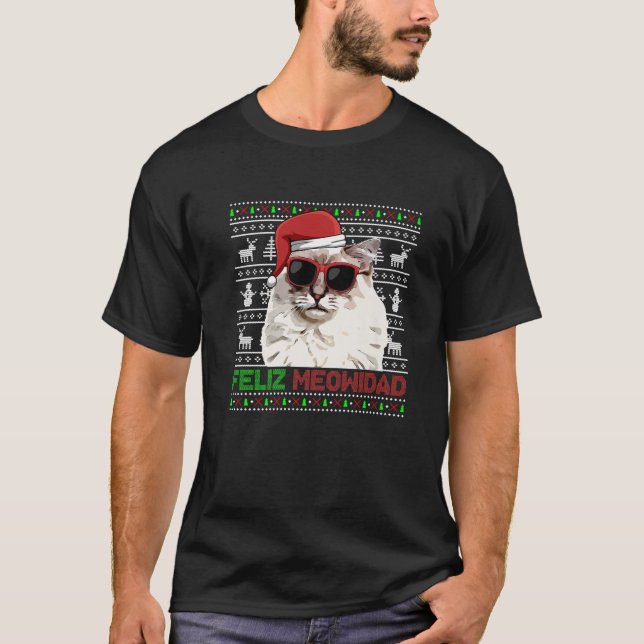 Ragdoll Cat Feliz Meowidad Funny Christmas T-Shirt (Vorderseite)