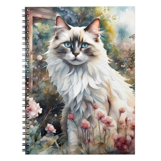 Ragdoll Cat in English Garden Notizblock (Vorderseite)