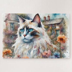 Ragdoll Cat in English Garden Puzzle