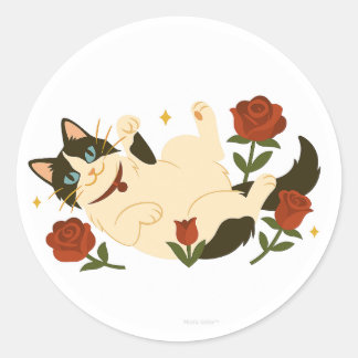 Ragdoll Cat in Roses Runder Aufkleber