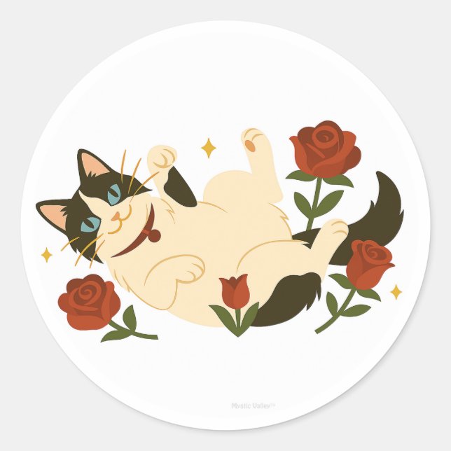 Ragdoll Cat in Roses Runder Aufkleber (Vorderseite)
