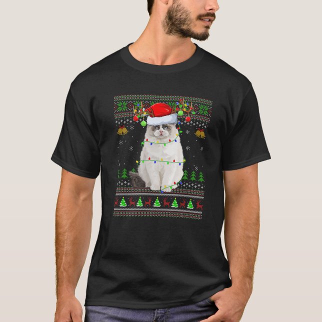 Ragdoll Cat Lover Xmas Santa Ragdoll Ugly Christma T-Shirt (Vorderseite)