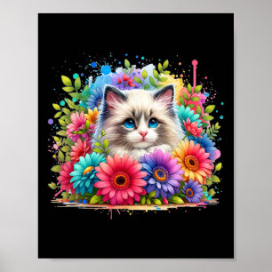 Ragdoll Cat Mama Mutter39s Tag Wasserfarbe farbig Poster