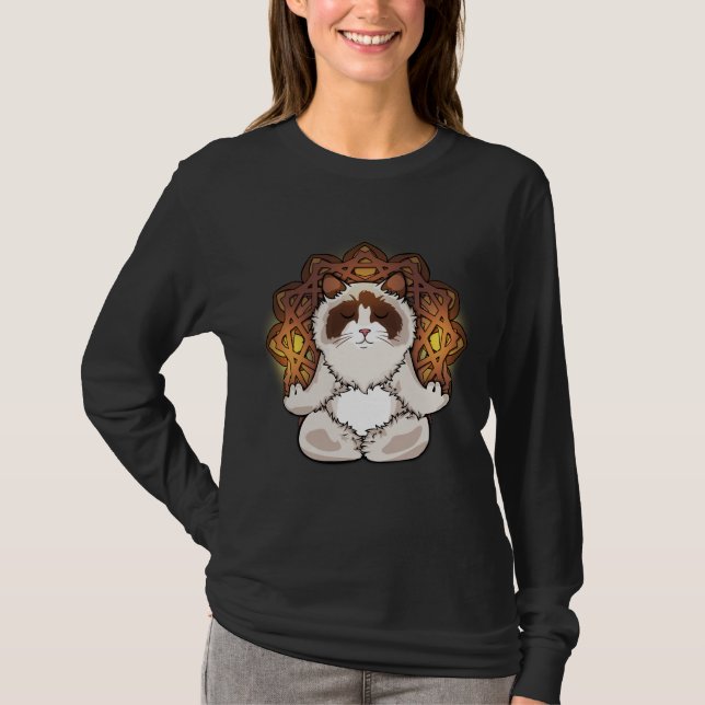 Ragdoll Cat Meditation Geschenk Frauen Entspannung T-Shirt (Vorderseite)