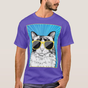 Ragdoll Cat Portrait Pop Art Cat mit Sonnenbrille T-Shirt