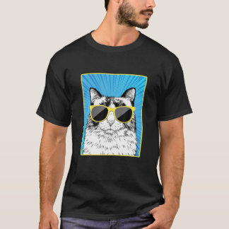Ragdoll Cat Portrait Pop Art Cat Mit Sonnenbrille T-Shirt
