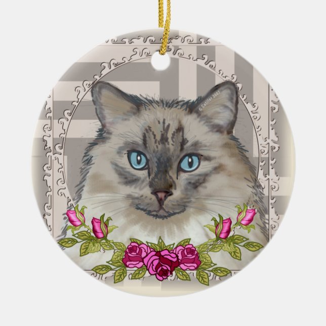 Ragdoll Cat Rose Ornament (Vorne)
