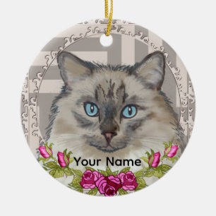 Ragdoll Cat Rose Ornament