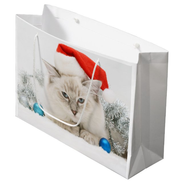 Ragdoll Cat Santa Large Geschenktasche Große Geschenktüte (Vorderseite Schrägansicht)