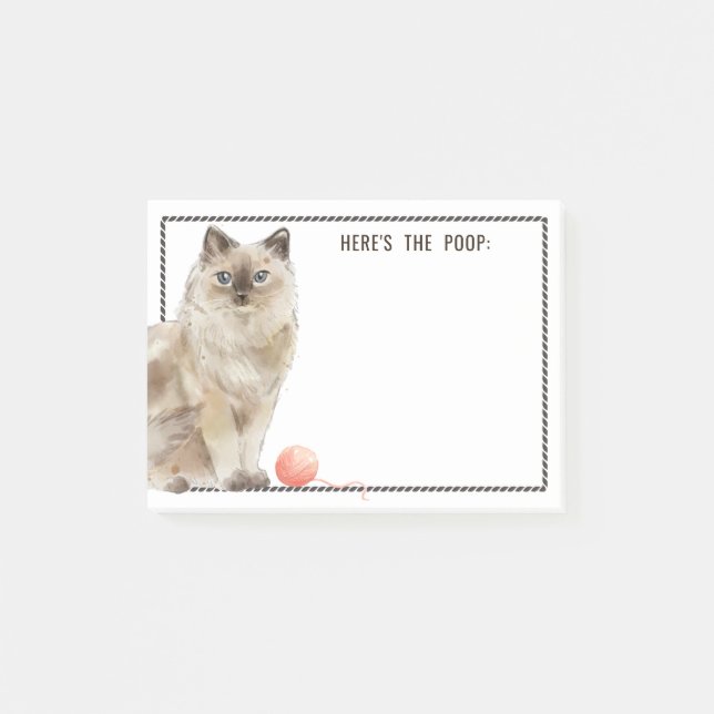 Ragdoll Cat | Text hinzufügen | Hier ist der Kack Post-it Klebezettel (Vorderseite)