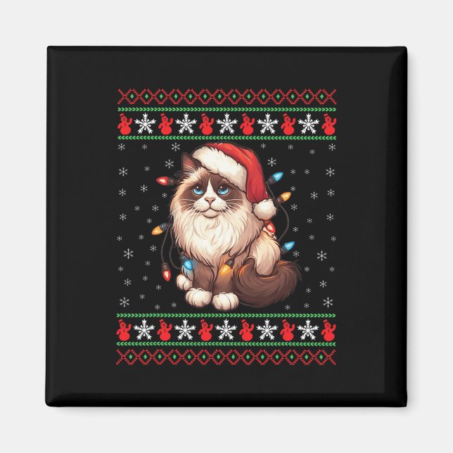 Ragdoll Cat Ugly Christmas Ragdoll Cat Xmas Lighti Magnet (Vorne)