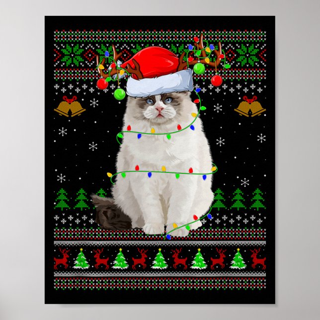 Ragdoll Cat Ugly Christmas Sweaters Holiday Santa  Poster (Vorne)