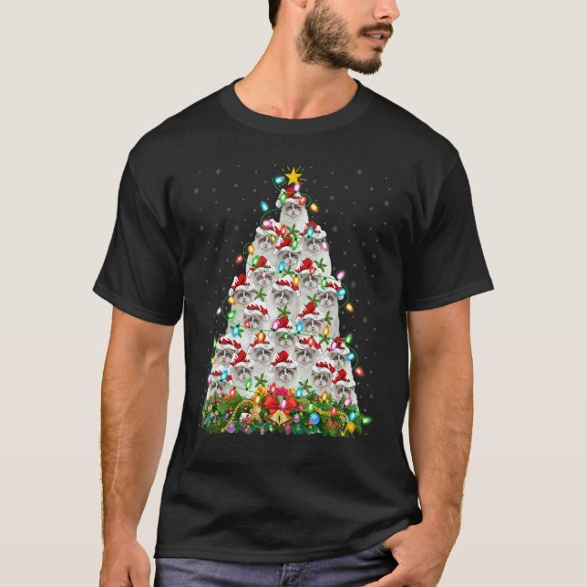 Ragdoll Cat   Xmas Lights Santa Ragdoll Christmas  T-Shirt (Vorderseite)
