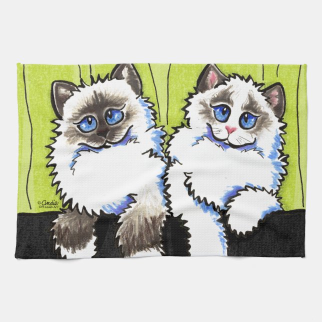 Ragdoll Cats Pair of Dolls Off-Leash Art™ Handtuch (Horizontal)