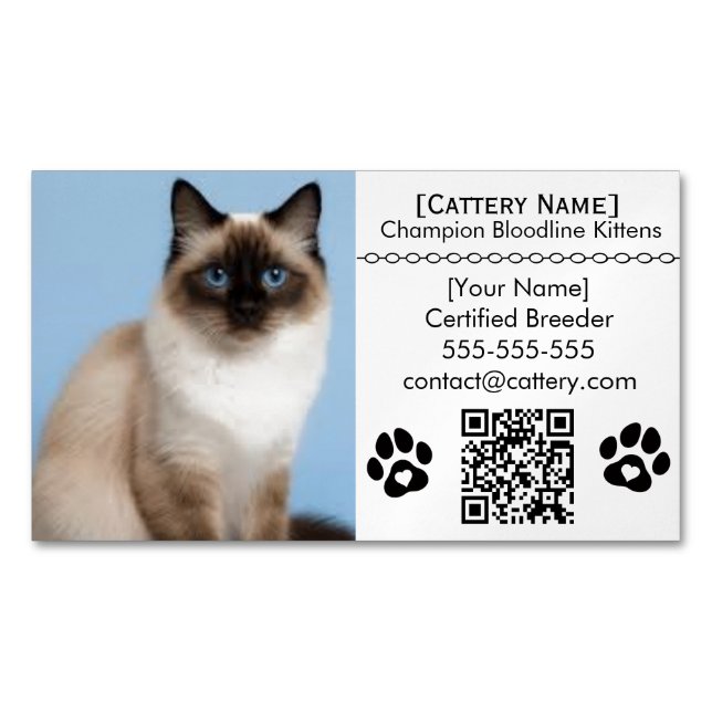 Ragdoll Cattery Customizable Cat Breeder Magnet  (Vorderseite)