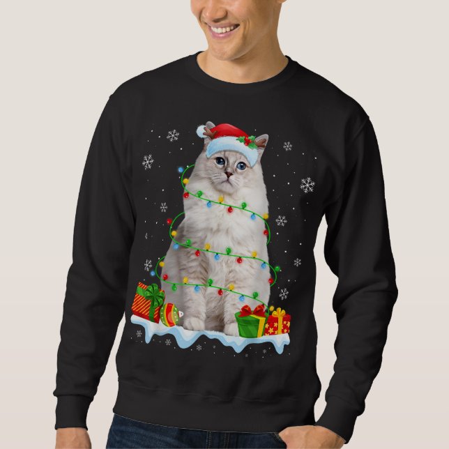 Ragdoll Chat Christmas Lights Funny Cat Lover Xmas Sweatshirt (Vorderseite)