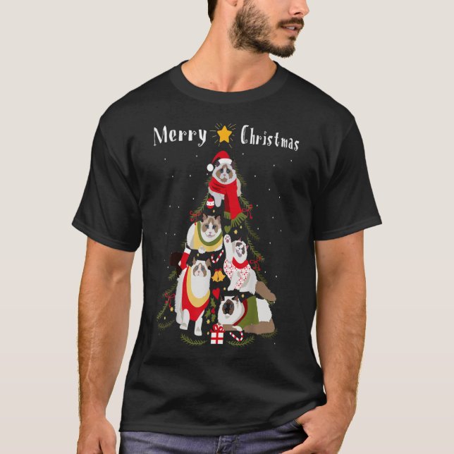Ragdoll Christmas Tree Xmas Cat Lover TShirt7 T-Shirt (Vorderseite)