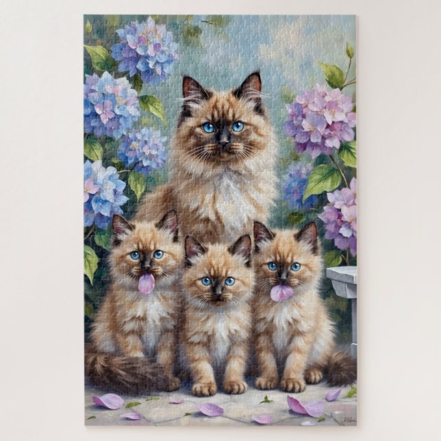 Ragdoll Hortensien Gartenkunst Puzzle (Vertikal)