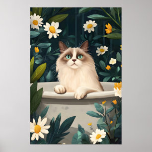 Ragdoll-In-Badewanne-Poster, Lustiges Katzen-Poste Poster