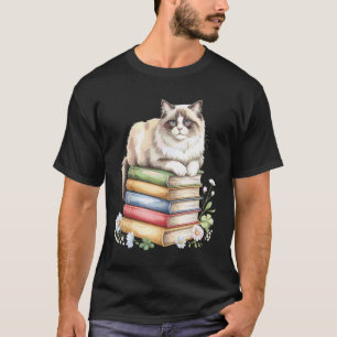 Ragdoll-Katze Bücherwurm Blumen Buch Lesen Bücher T-Shirt