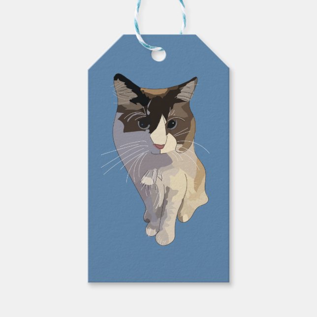 Ragdoll-Katze, Dusty Blue Geschenkanhänger (Vorderseite)