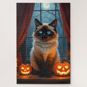 Ragdoll-Katze Gothic Halloween-Porträt Kunst Puzzle