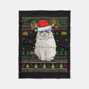Ragdoll-Katze hässliche Weihnachtspullover Feierta Fleecedecke