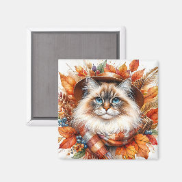 Ragdoll Katze im Herbst mit Scarf Magnet