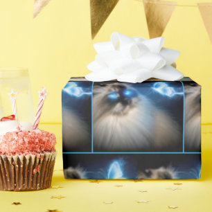 Ragdoll Katze mit blauem Neoplattfliege Geschenkpapier