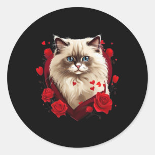 Ragdoll Katze Niedliche Liebe Katze Valentine Runder Aufkleber