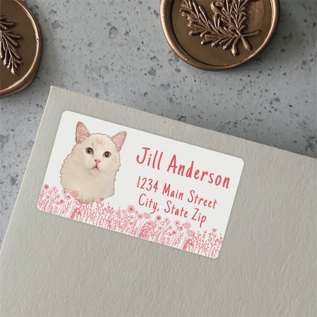 Ragdoll Katze Personalisiert Hand Zeichnend Adressaufkleber (Von Creator hochgeladen)