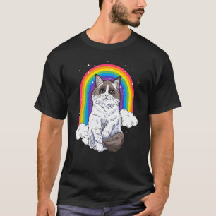 Ragdoll-Katze Regenbogen-Galaxie-Kätzchen Weltraum T-Shirt