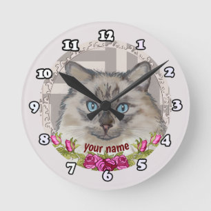 Ragdoll-Katze Rosen Uhr