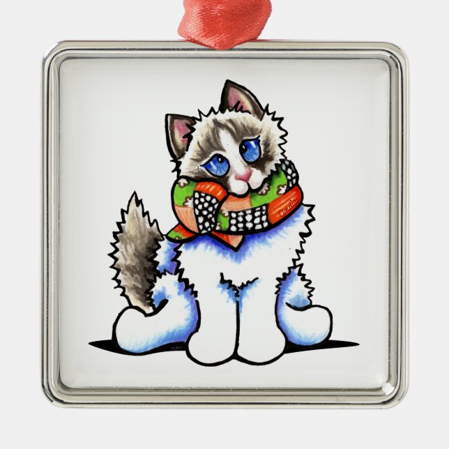Ragdoll-Katze Silbernes Ornament (Vorne)