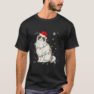 Ragdoll-Katze Weihnachtslichter Weihnachtskatze Sa T-Shirt