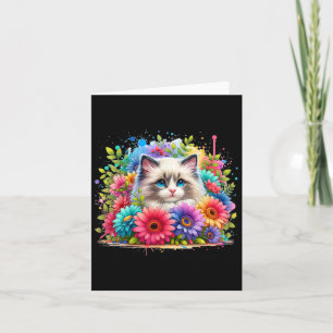 Ragdoll-Katzenmutter Muttertag Wasserfarbe Bunt Karte
