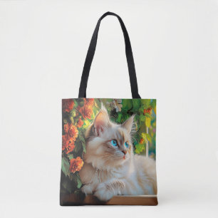 Ragdoll Katzenportrait mit Blume