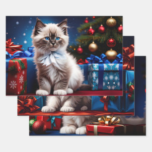 Ragdoll Kitten Christmas Present Geschenkpapier Set