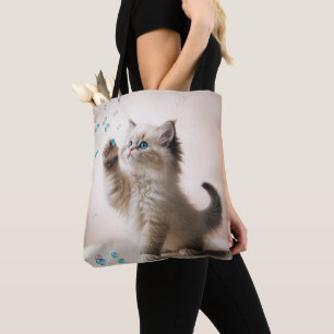 Ragdoll Kitten spielen mit Blasen