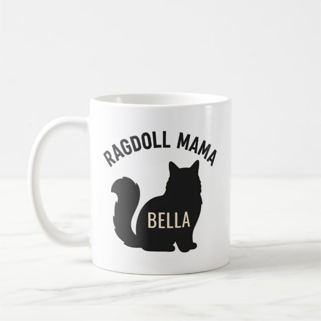 Ragdoll Mama Cat Silhouette Personalized Name Kaffeetasse (Links)