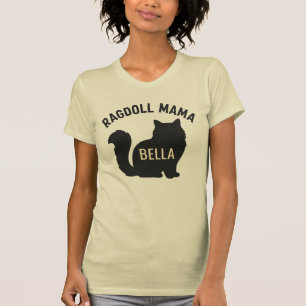 Ragdoll-Mama-Katze-Silhouette Personalisierter Nam T-Shirt