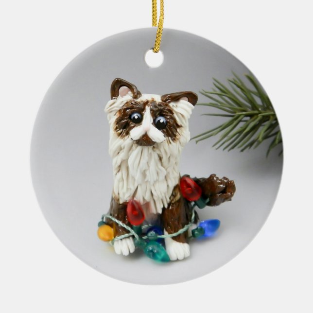 Ragdoll Persian Cat Keramik Ornament (Vorne)