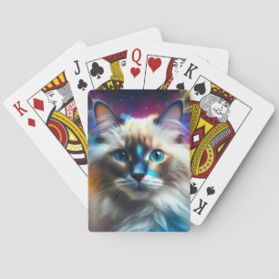 Ragdoll-Rasse des Hintergrunds der Katzenkolbenexp Spielkarten