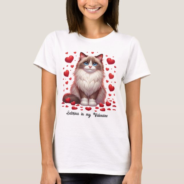 Ragdoll Romance: Valentine's Day Heartfelt Paws T-Shirt (Vorderseite)