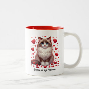 Ragdoll Romance: Valentine's Day Heartfelt Paws Zweifarbige Tasse