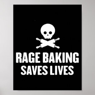 Rage-Backen rettet Live-Schädel Lustiger Bäcker Ko Poster